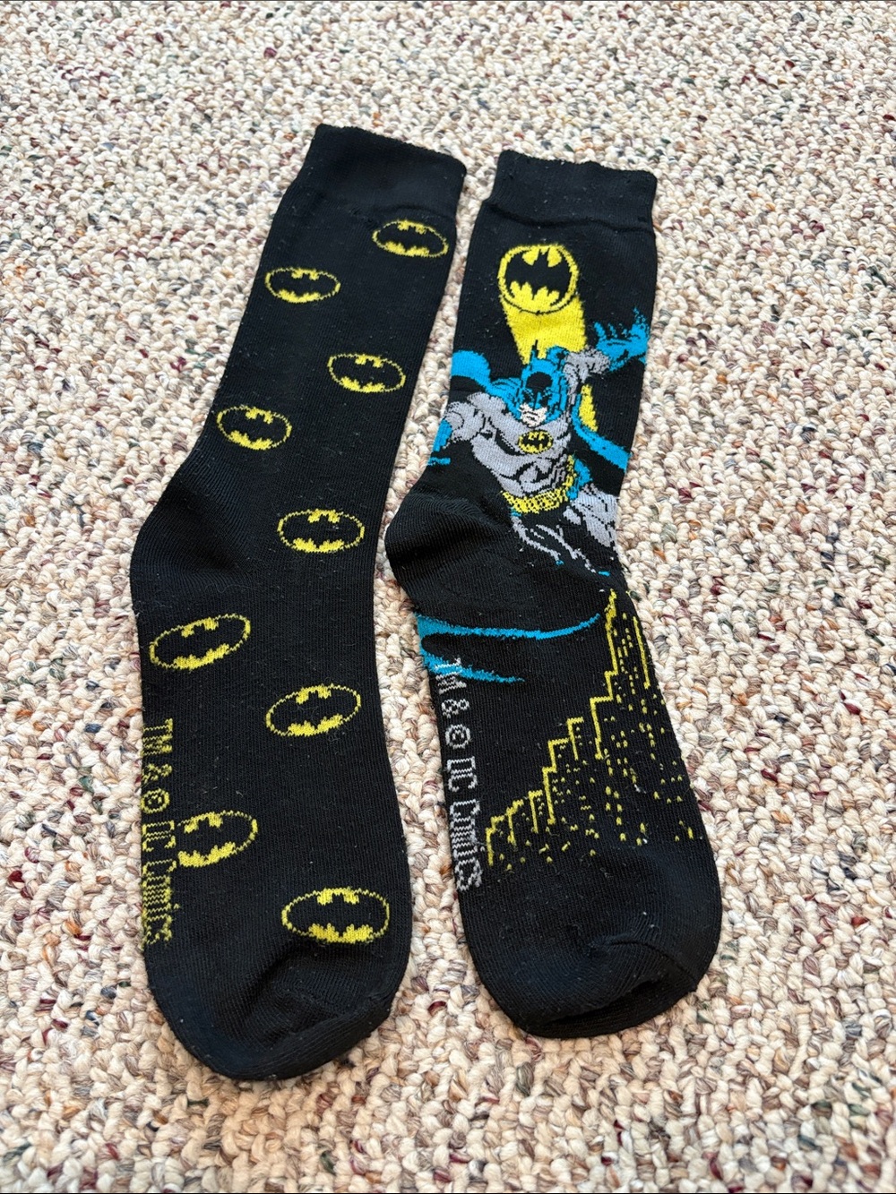 DC Comics Batman Crew Socks - Black, Yellow & Blue
